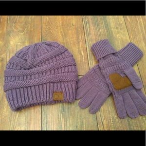 CC knit beanie and gloves set, NWOT